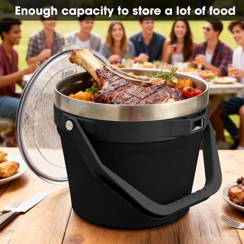 COKTIK 7L Insulated Ice Bucket with Lid，Double Wall Vacuum Stainless Steel Beverage Bucket Keeps Frozen Longer，Holds 6 Longnecks or 3 Bottles of Wine，for Cocktail, Champagne, Large Parties(Black) - Image 5